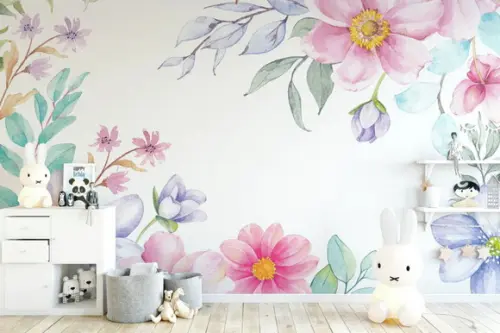 Papel de Parede Adesivo Floral Aquarela Color M²