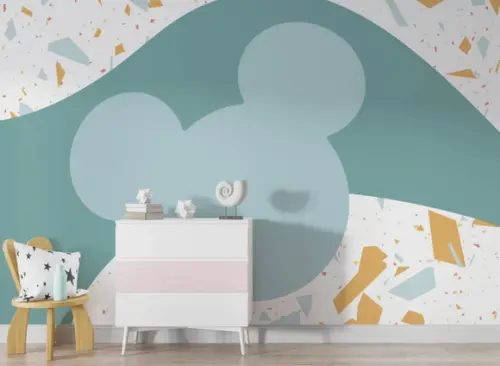 Papel de Parede Adesivo Disney Mickey Mousse Aqua M²