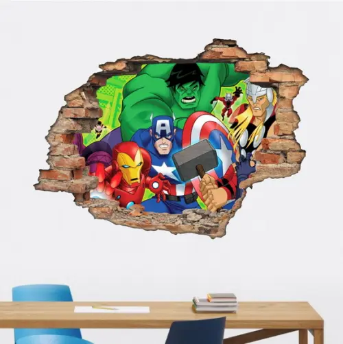 Adesivo Parede Herois Vingadores Buraco 3D