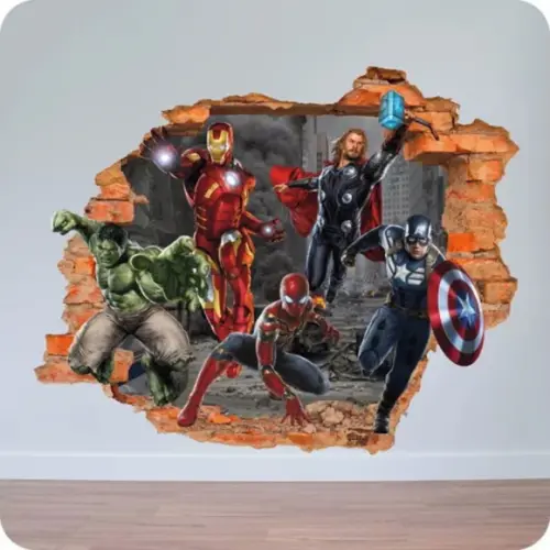 Adesivo Infantil Heróis Buraco 3d Vingadores