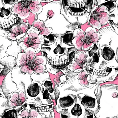Papel de parede Caveira Floral Decor 68