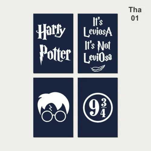 Kit 4 Placas Decorativas Harry Potter