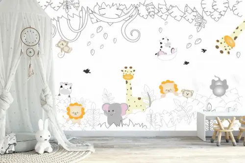Papel de Parede Safari Zoo Baby colors M²