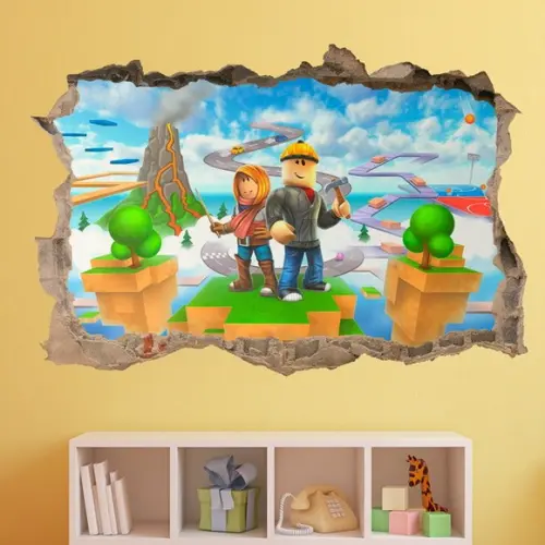 Adesivo Parede Infantil Roblox Buraco 3d 100x60cm