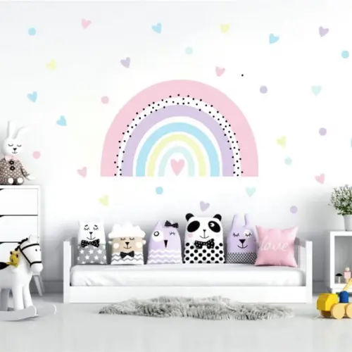 Adesivo Arco Iris de Parede Infantil Tons Pastéis 90x60