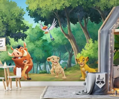Papel de Parede Adesivo Infantil Rei Leão Selva M²