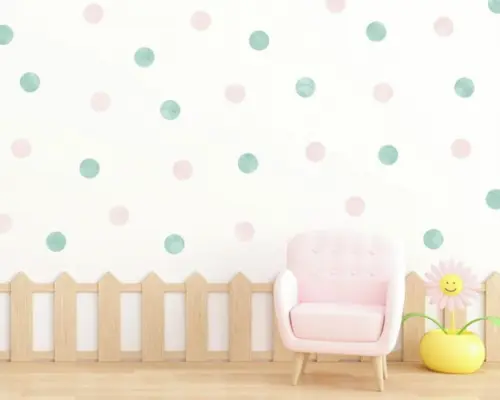 Adesivos de Parede Bolinhas Coloridas Tons Rosa Verde 40und