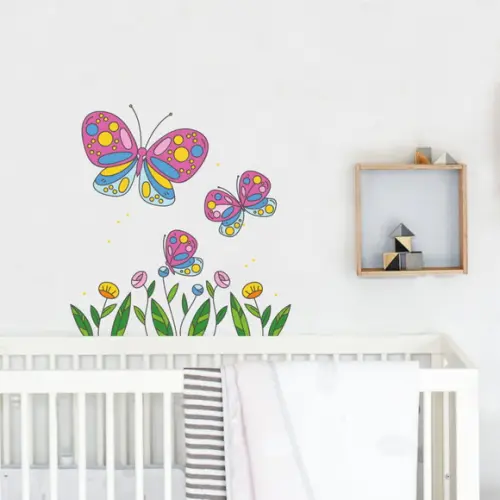 Adesivo de Parede Borboletas Mini Jardim