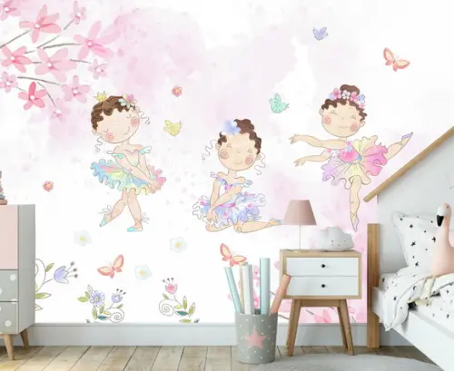 Papel de Parede Adesivo Bailarina Floral Aquarela M²