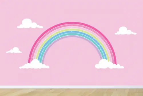 Adesivo Parede Infantil Arco Íris Nuvem 120x60cm