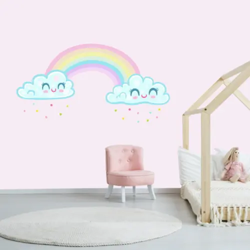 Adesivo Parede Arco Íris Nuvem Chuva de Amor 120x65cm