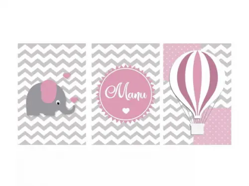 Kit 3 Placas Decorativas Elefantes MDF 08