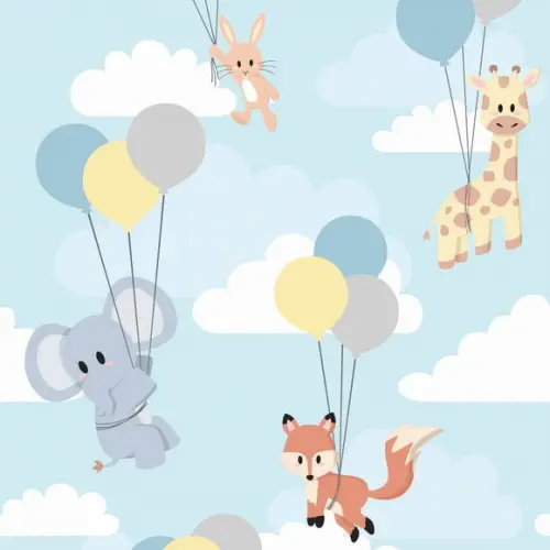 Papel de parede Nuvens Baby Safari Azul