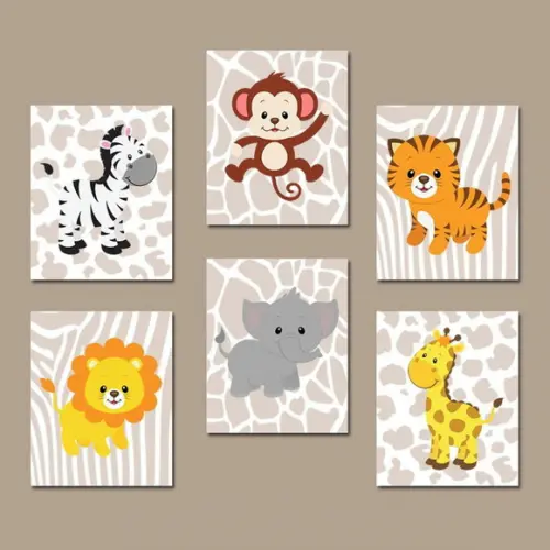 1 Kit 6 Placas Decorativas Zoo Safari 1 Kit 6 Placas LOL