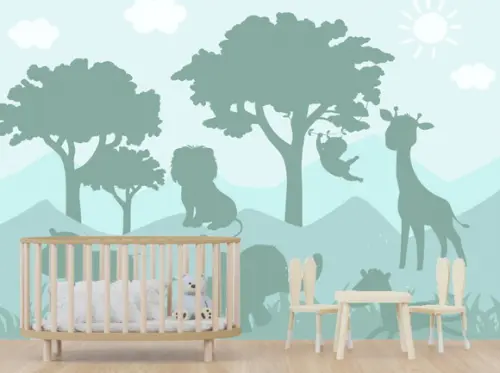 Papel de Parede Adesivo Safari Zoo Baby M²