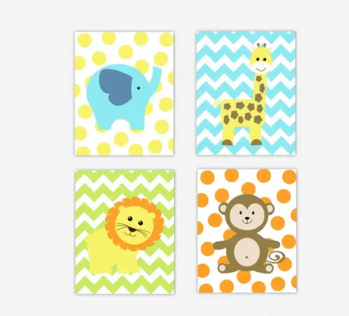 Kit 4 Placas Decorativas Zoo Safari MDF 05