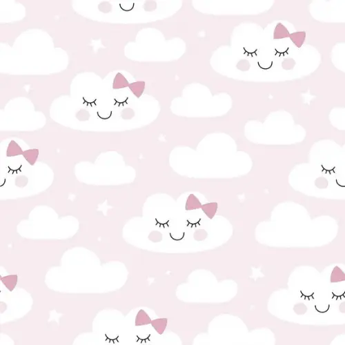 Papel de parede Adesivo Nuvens Baby Rosa Claro
