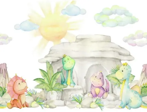 Papel de parede Auto Adesivo Dinossauro Baby Infantil M²