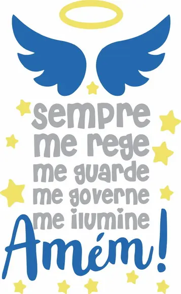 Adesivo De Parede Infantil Oração Santo Anjo 85X50CM menino
