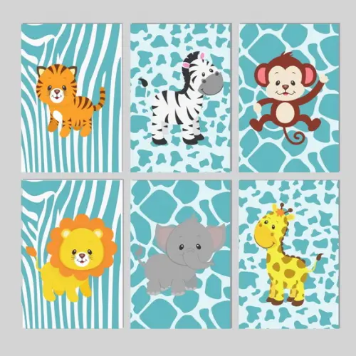 Kit 6 Placas Decorativas Zoo Safari MDF