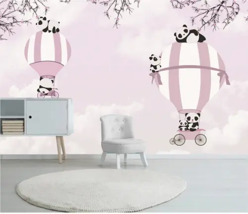Papel de Parede Urso Panda Baby Rosa m²