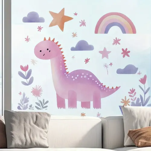 Adesivo de Parede Jardim Dinossauro Aquarela Baby
