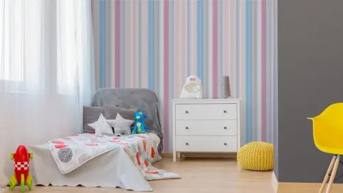 Papel de parede Listras Rosa e Azul