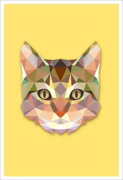 Poster Adesivo Gato Poligonal