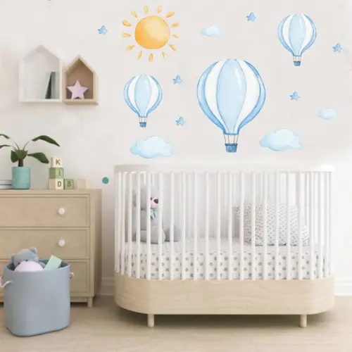 Adesivos Parede Balão Nuvens Sol Aquarela Infantil