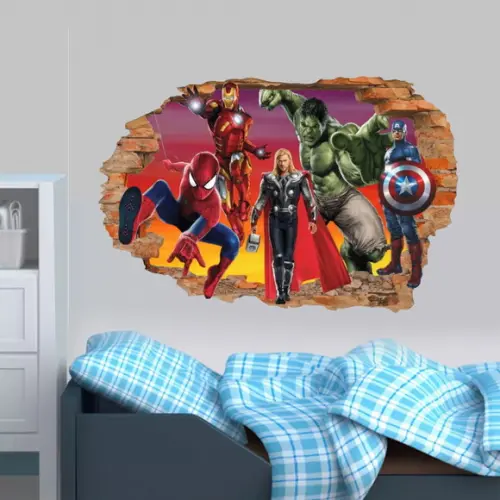 Adesivo Decorativo Heróis Vingadores Buraco 3d