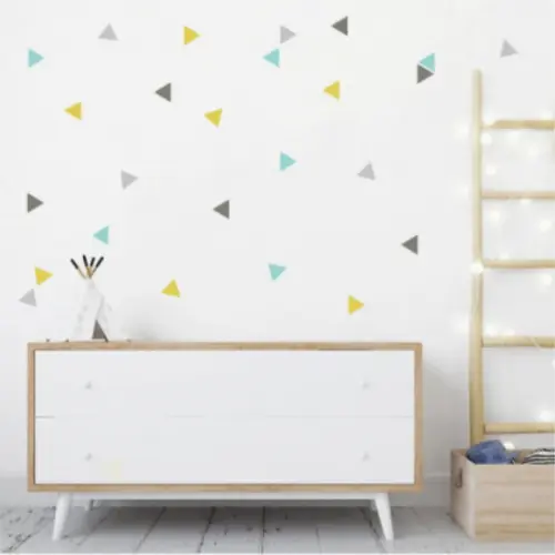 Adesivos de Parede Triângulos Color Verde e Cinza 6cm 50und