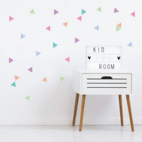 Adesivos de Parede Triângulos Coloridos Infantil 6cm 50und