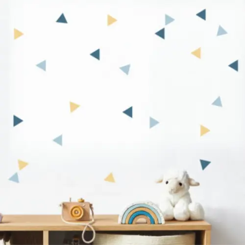 Adesivos de Parede Triângulos Azul e Amarelo 6cm 50und