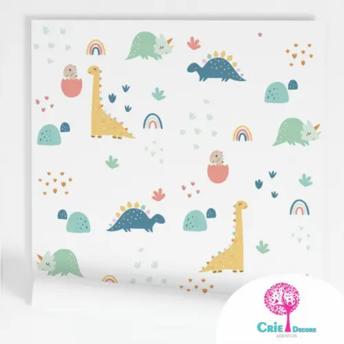 Papel de Parede Adesivo Infantil Dinossauros Baby