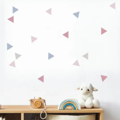 Adesivos de Parede Triângulos Rosa Azul e Cinza 6cm 50und