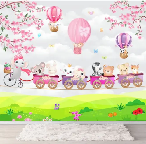 Papel de Parede Adesivo Infantil Jardim Encantado Safari M²