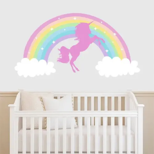 Adesivo Parede Arco Íris Unicornio 120x60cm