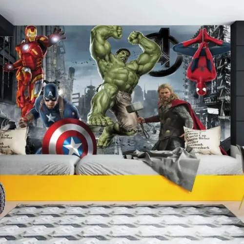 Papel de Parede Adesivo Heróis Vingadores Infantil M²