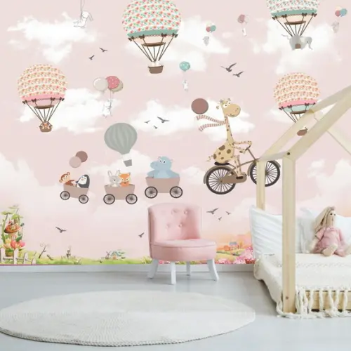 Papel de Parede Safari Balões Zoo Baby M²