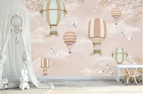 Papel de Parede Balão Nuvem menina 8M² medida 276x267cm