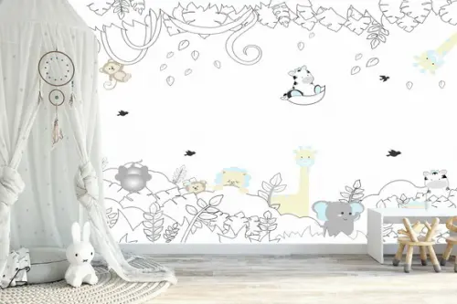 Papel de Parede Safari Zoo Baby M² Azul