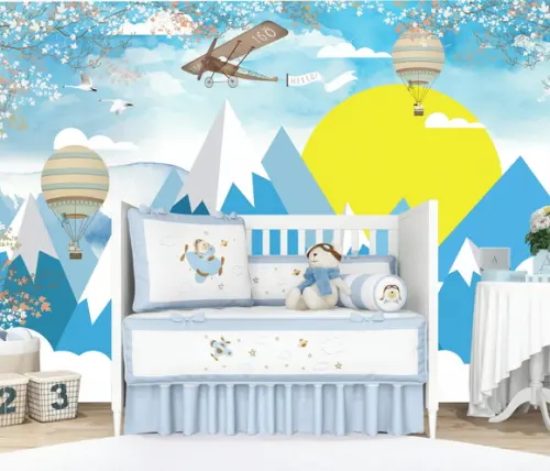 Papel de Parede Balão Aviador Montanhas Baby m²