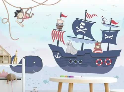 Papel de parede Auto Adesivo Marinheiro Barco Pirata M²