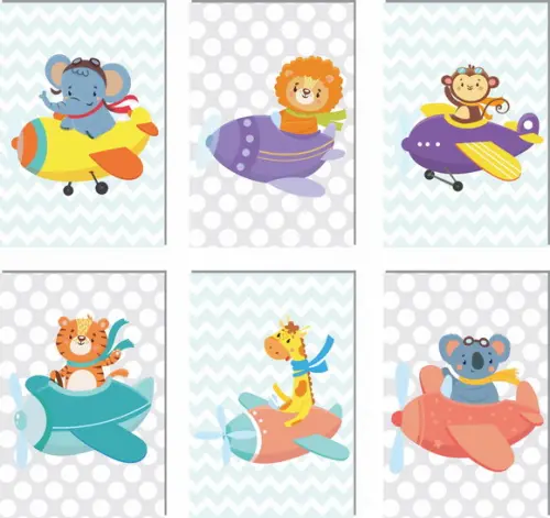 Kit 6 Placas Decorativas Zoo Safari Aviador