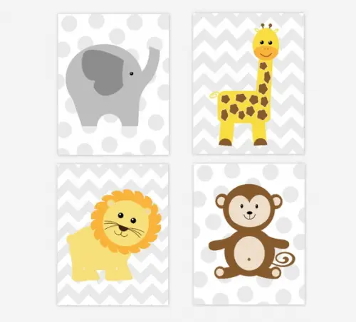 Kit 4 Placas Decorativas Zoo Safari MDF 08