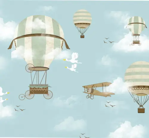 Papel de Parede Balão Aviador Nuvens m²