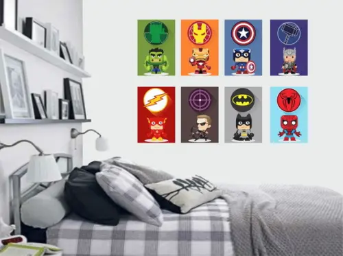 Kit 8 Placas Decorativas Herois Vingadores MDF 03
