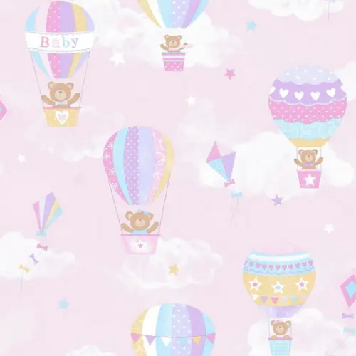 Papel de parede Ursinha Balões rosa