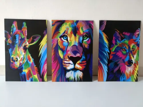 Kit 3 Placas Decorativas Animal Colors MDF 01