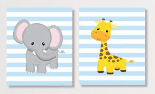 Kit 2 Placas Decorativas Zoo Safari MDF